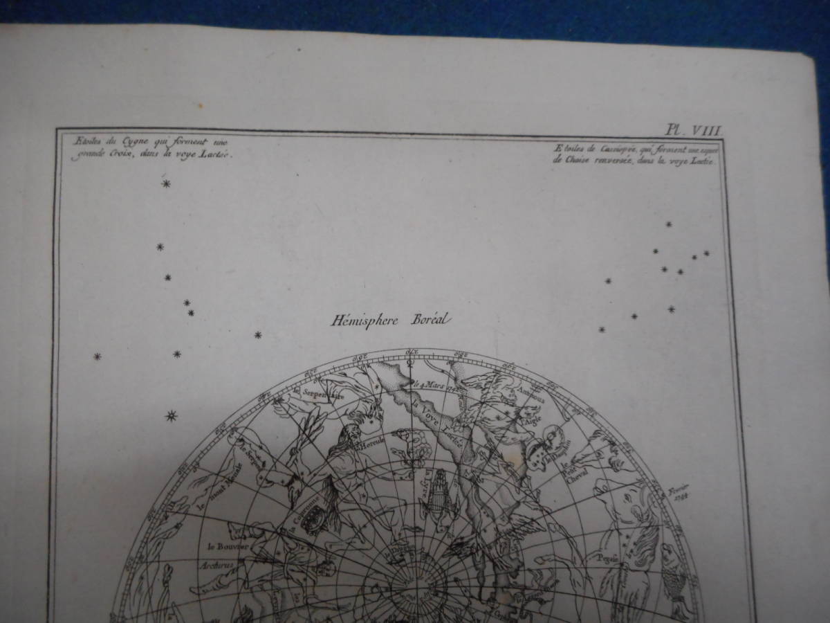 アンティーク、天球図、天文、天体、星座早見盤、銅版画、星図、星座図絵1770年頃『両半球星図』Star map, Planisphere, Celestial atlas_画像2