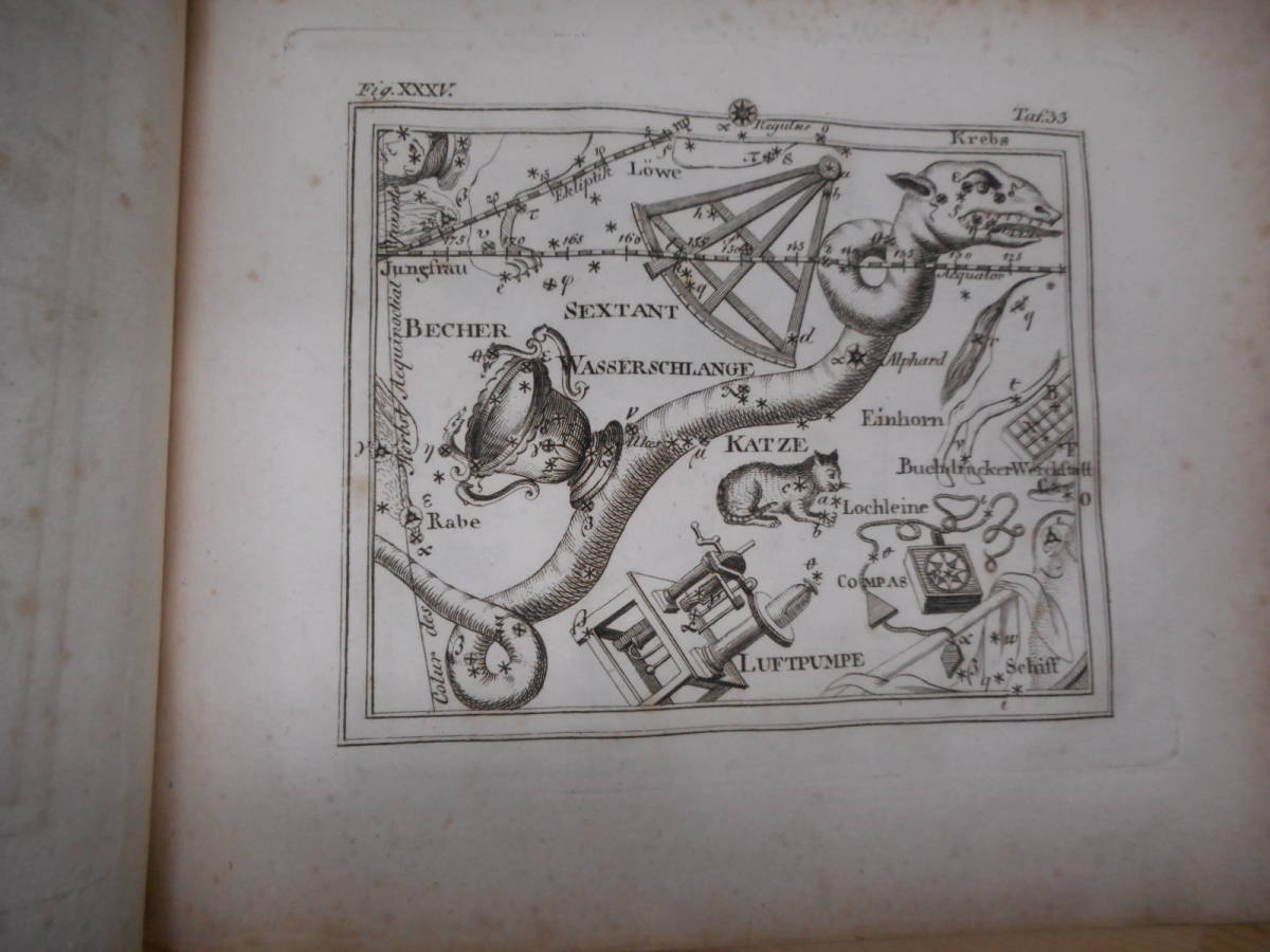1805年『メイシナー星図帳』アンティーク、天文、天体、星座早見盤、銅版画星図、世界地図、 1805年『メイシナー星図帳』アンティーク、天文、天体、星座早見盤、銅版画星図、世界地図、