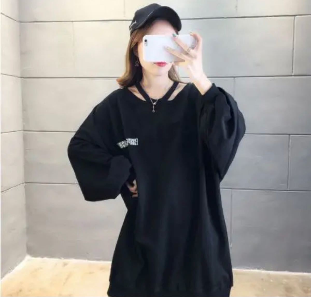 Paypayフリマ 韓国風 ビックロゴプリント 襟元お洒落薄手トレーナー 長袖カットソー 黒 L Paypayフリマ 韓国風 ビックロゴプリント 襟元お洒落薄手トレーナー 長袖カットソー 黒 L