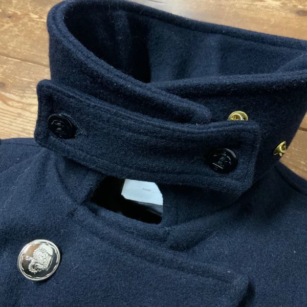 【シルエット抜群】良品 USA製 PEA COAT ピーコート 金ボタン マリン柄 ショートコート レディース SM相当 濃紺 アイビー フレッピー_画像7