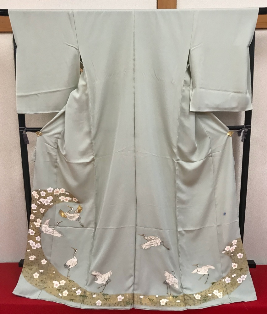 日本未発売】 4-2 色留袖 仕立て付き 【絹都】送料無料 祝い鶴 商品