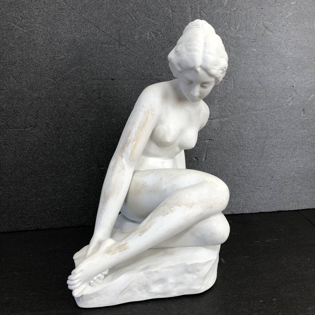 本物 彫刻 冨田憲二作 白大理石彫刻 風水 裸婦像 石彫り アート 仏像