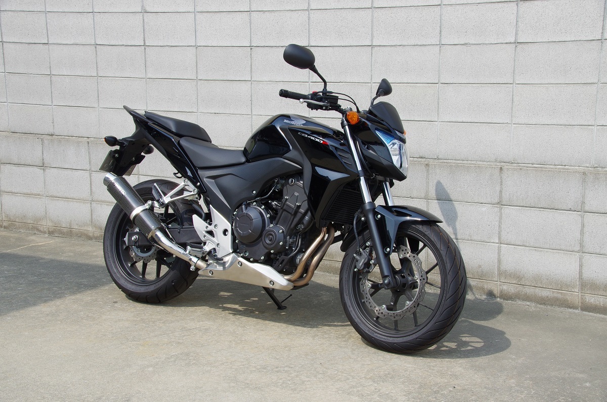 新品 WR’S CB400F【EBL-NC47】スリップオン ラウンドタイプサイレンサー ステンレス/カーボン BC1420JM ダブルアールズ マフラー ホンダ_画像2