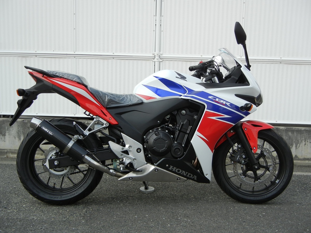 新品 WR’S CBR400R('13～'15) (EBL-NC47) スリップオン ラウンドタイプ ステンレス/カーボン BC1420JM ダブルアールズ マフラー_画像1