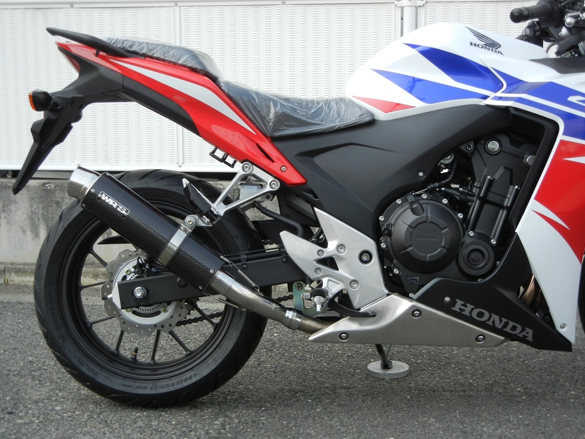 新品 WR’S CBR400R('13～'15) (EBL-NC47) スリップオン ラウンドタイプ ステンレス/カーボン BC1420JM ダブルアールズ マフラー_画像5