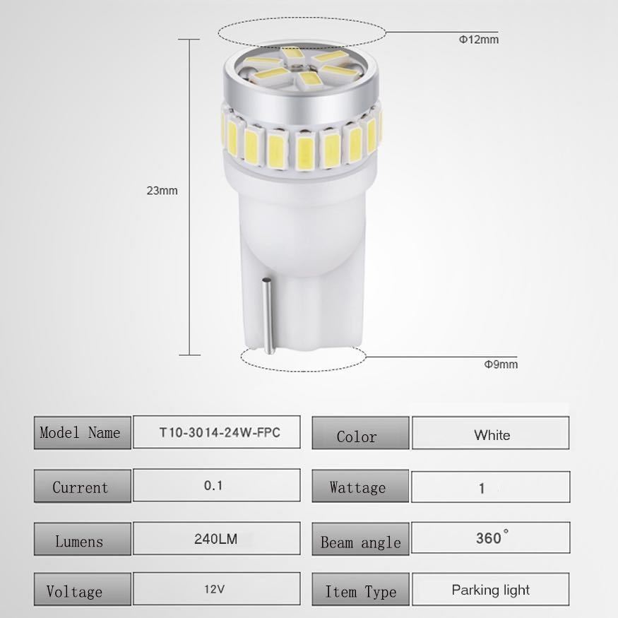 T10 W5W 194 led 3014SMD 24発　2球　2021年向け　生産ライン　ウェッジ球 LEDバルブ ナンバー灯 バックランプ_画像10