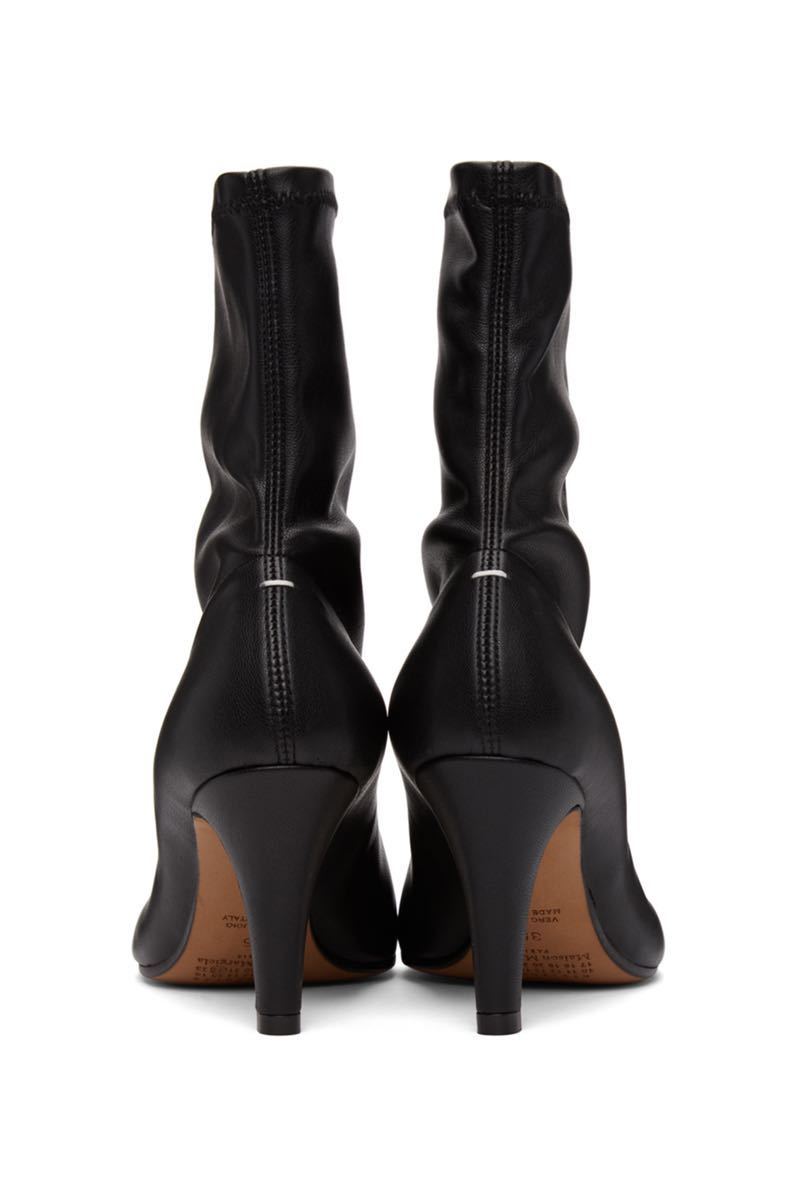 新品【 Maison Margiela メゾン マルジェラ 】Tabi フェイクレザー ソックブーツ 37 タビ 足袋 スパイクヒール ブラック  black 24cm ブーツ