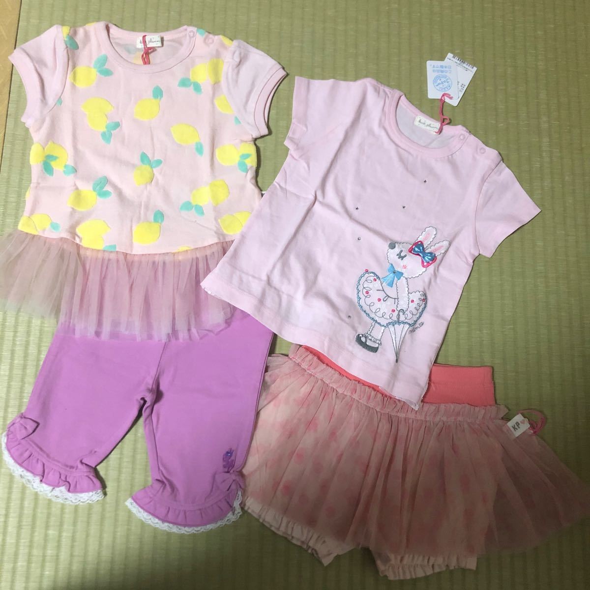 新品　kp 90cm 半袖Tシャツ　4点セット　トップス スカパン パンツ　女の子　ニットプランナー  キッズ　トロワラパン  