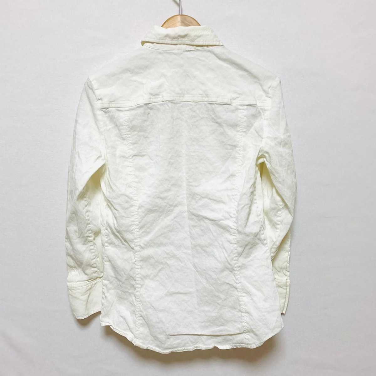 F1473L*theory theory * size 38 M rank long sleeve shirt blouse eggshell white lady's made in Japan roll up sleeve flax . rayon .