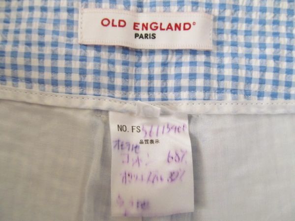 (39777)オールドイングランド OLD ENGLAND　ハーフパンツ　ギンガムチェック　ブルー系　36　USED_(約)ヒップ50 わたり幅32 裾幅31cm