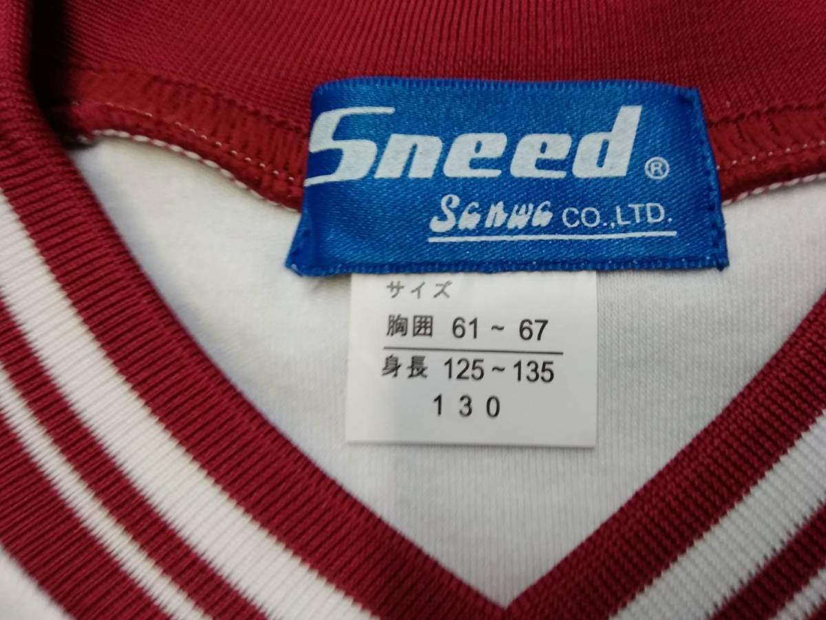  new goods short sleeves size 130 white × red *Sneed* short sleeves tore shirt * gym uniform * motion put on * training wear *8 pieces set 