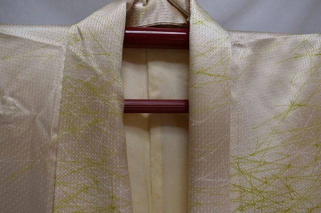  silk child kimono girl . fine pattern wide collar . tea bokashi length 147cm used kizg96