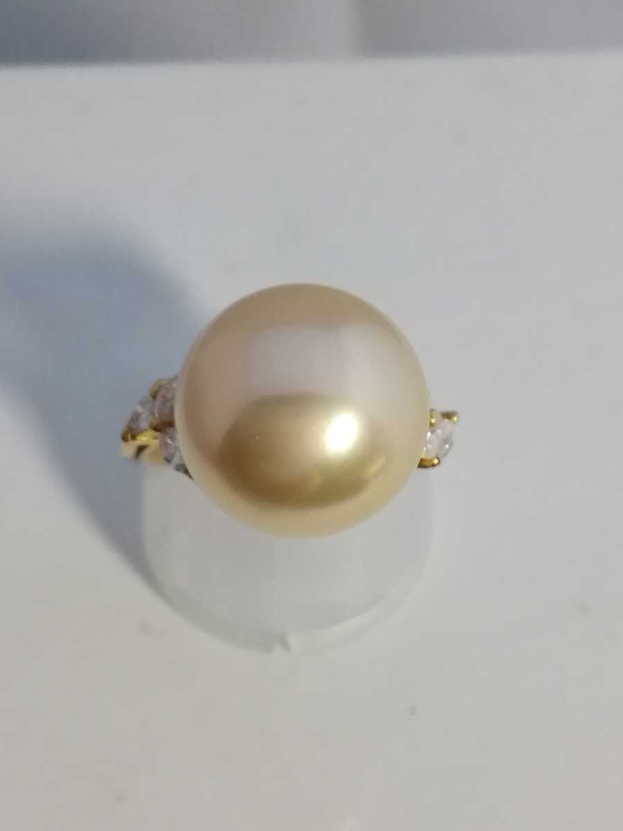 K18YG White Butterfly ( Golden color ) pearl diamond ring!13mm.D0.30ct... another document.