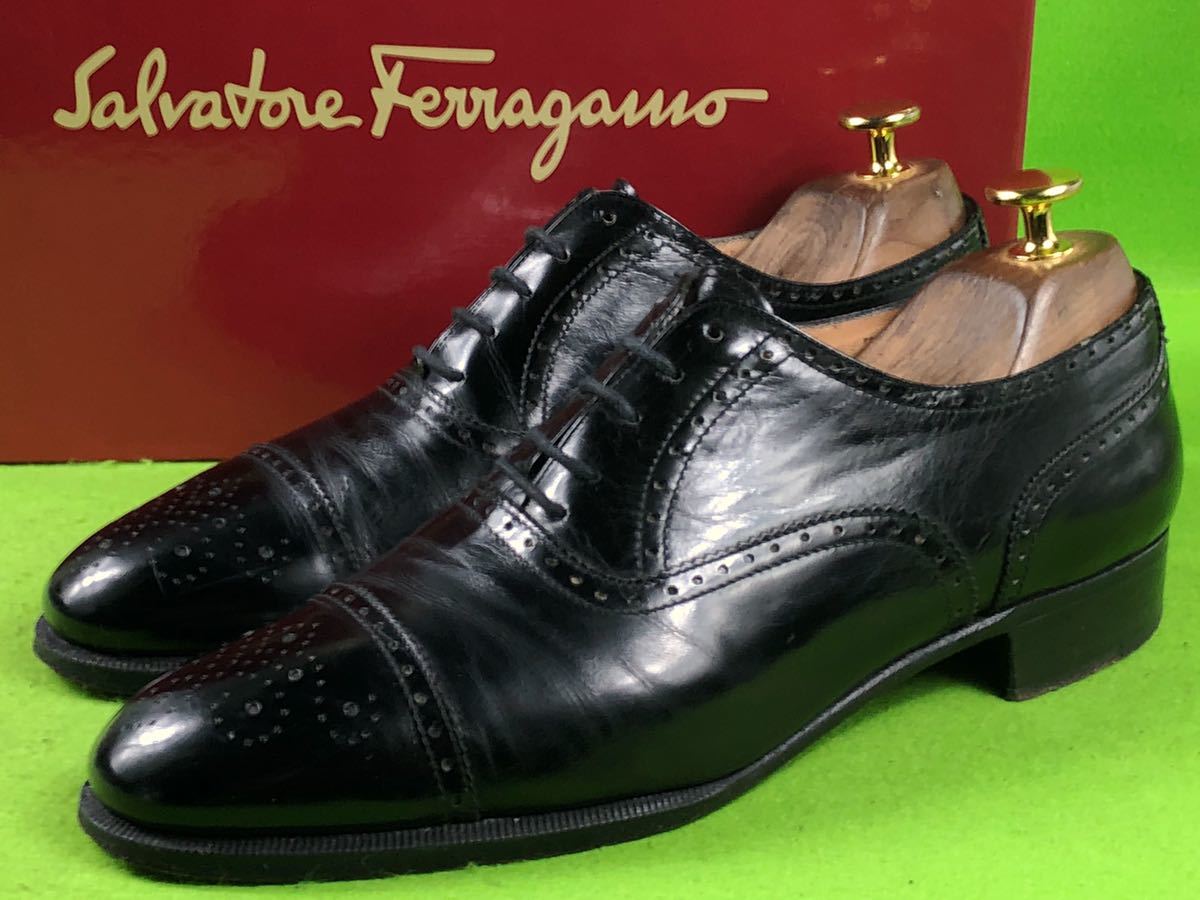 Salvatore Ferragamo/サルヴァトーレ フェラガモ シングルモンク ストラップ 革靴 24.5cm～25cm イタリア製 ブラック ビジネスシューズ 靴
