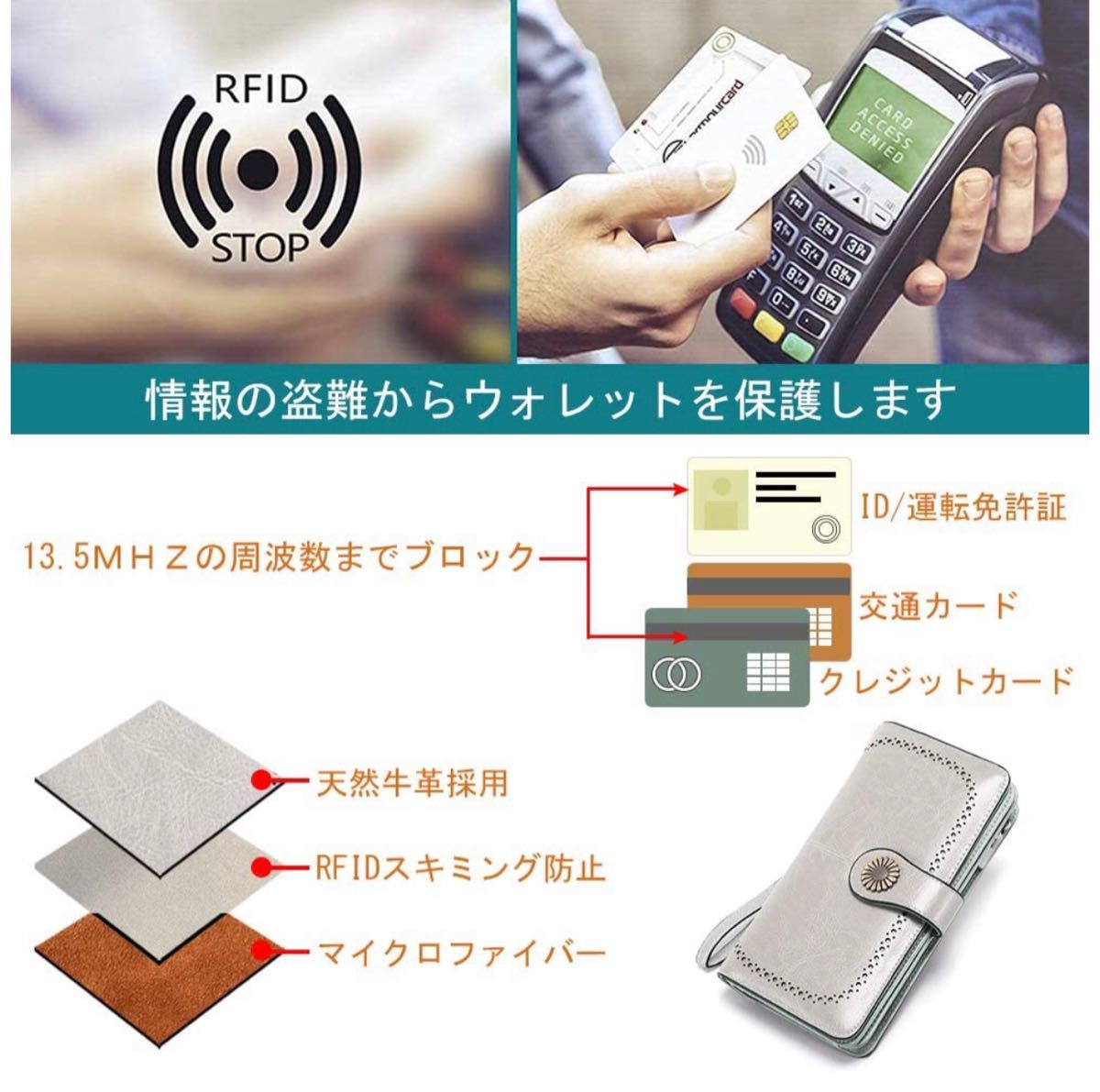 【新品未使用】財布 レディース 長財布 大容量 小銭入れ付き RFID＆磁気スキミング防止