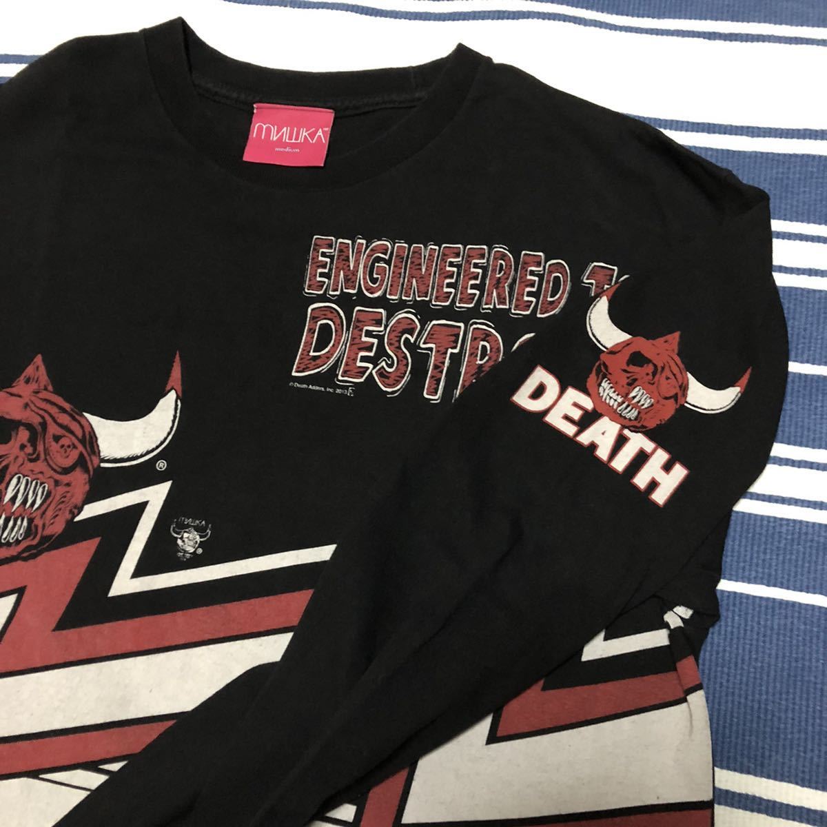 中古 美品 mishka 長袖 Tシャツ M ブラック 黒 ロンT DEATH 78 ミシカ keep watch adders simon 目玉 クマ サイモン
