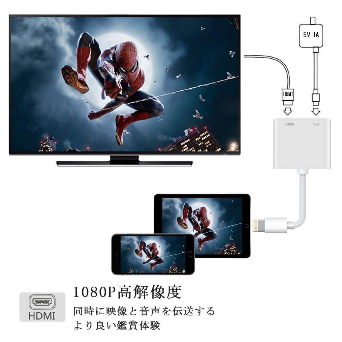 lightning HDMI 変換ケーブル 大画面 音声同期出力