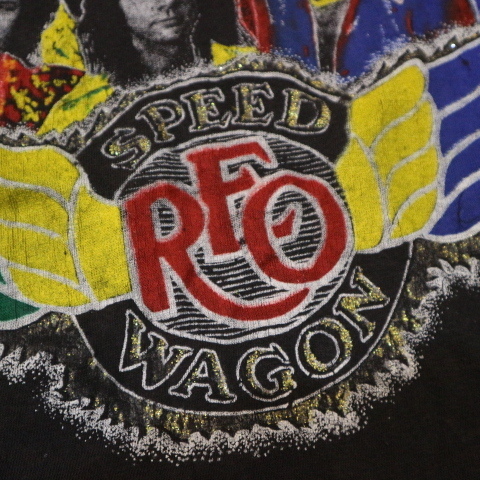 70s REO SPEEDWAGON パキ綿 Tシャツ M ブラック Rockford Speedway ツアー REOスピードワゴン パキスタン バンド ロック ヴィンテージ_画像5