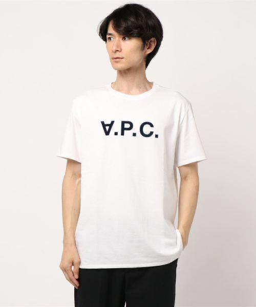 美品 正規品 A.P.C. V.P.C. フロッキーロゴ Tシャツ ホワイト ネイビー XS 半袖 ユニセックス APC アーペーセー @a801_画像6