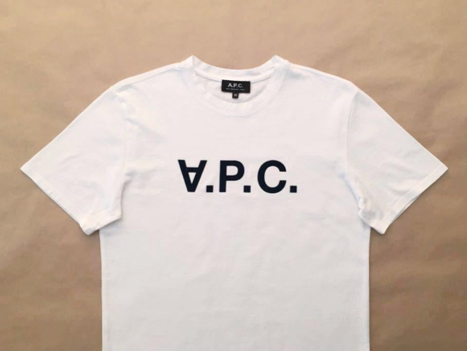 美品 正規品 A.P.C. V.P.C. フロッキーロゴ Tシャツ ホワイト ネイビー XS 半袖 ユニセックス APC アーペーセー @a801_画像2