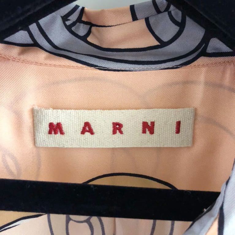 MARNI】マルニ SILK100% サーモンPINK チェーン総柄プリント シャツ 40