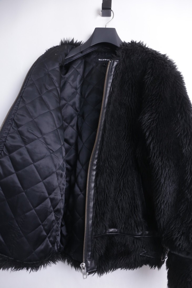 9D ELVIRA FUR JACKET BLACK LARGE エルヴィラ パイピング ファー ジャケット 30JL1984 US01_画像3