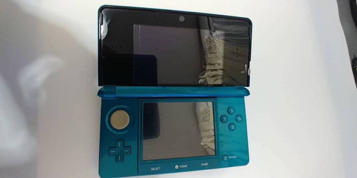 液晶キズなし 上下保護フィルム付き 極美品 3DS アクアブルー 本体 付属品完備 送料無料