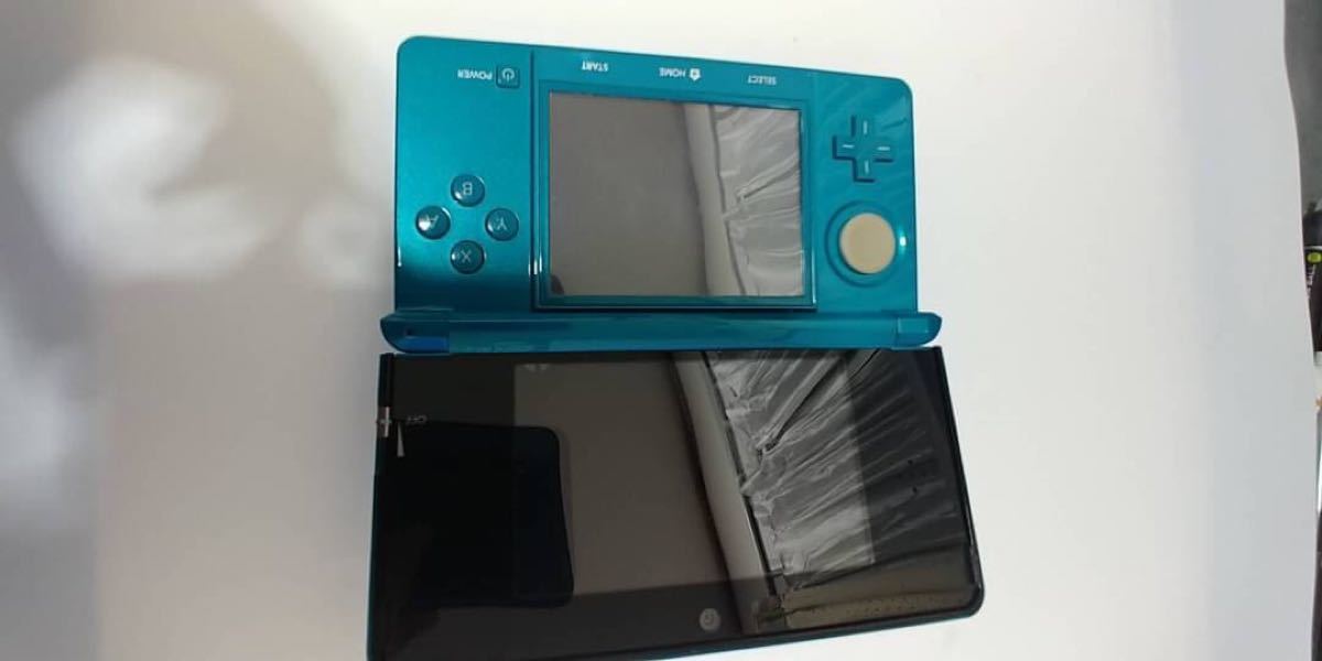 液晶キズなし 上下保護フィルム付き 極美品 3DS アクアブルー 本体 付属品完備 送料無料