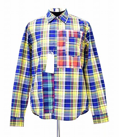 FACETASM （ファセッタズム） MADRAS CHECK SHIRT マドラスチェックシャツ 長袖 オーバーサイズシャツ　YELLOW 4 日本製_画像1