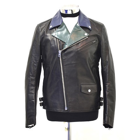 MISTERGENTLEMAN(ミスタージェントルマン)COLOR MIX RIDERS JACKET LEATHER Mr.カラーミックスライダースジャケット レザーブルゾン L_画像1