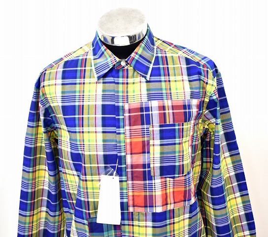FACETASM （ファセッタズム） MADRAS CHECK SHIRT マドラスチェックシャツ 長袖 オーバーサイズシャツ　YELLOW 4 日本製_画像3