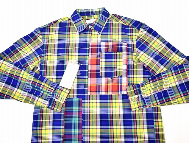 FACETASM （ファセッタズム） MADRAS CHECK SHIRT マドラスチェックシャツ 長袖 オーバーサイズシャツ　YELLOW 4 日本製_画像5