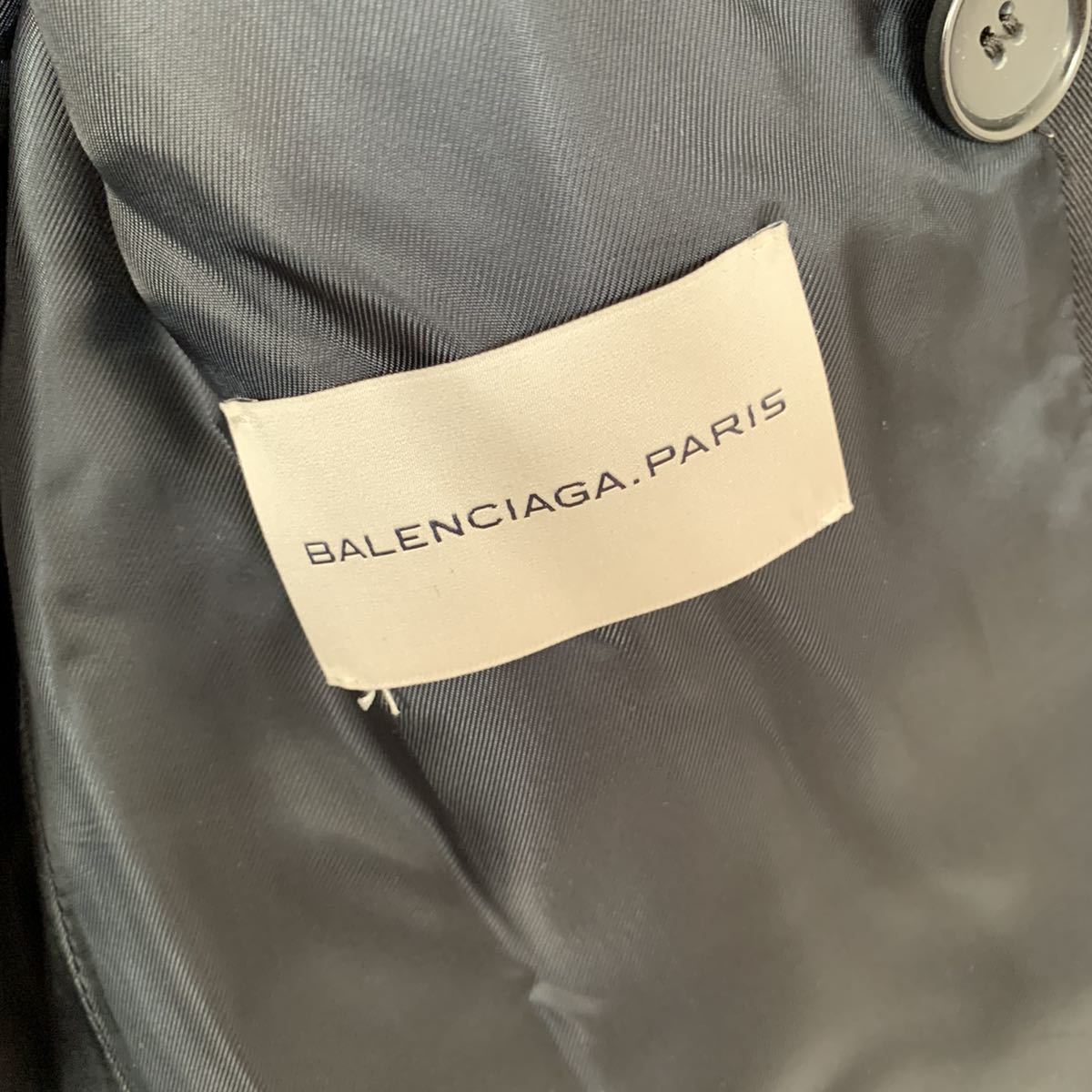 【送料無料】BALENCIAGA バレンシアガ　トレンチコート　メンズ　ブラック　黒　ダブル　ロングコート S 44 ベルト