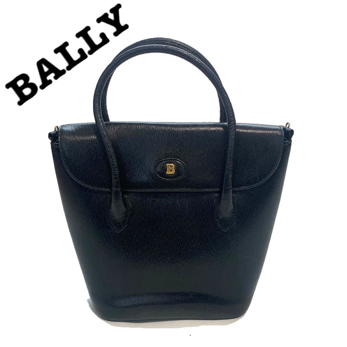 【送料無料】bally バリー　本革　レザー　ハンドバッグ　ミニバッグ レディース　ロゴ　ブラック　黒　ヴィンテージ_画像1