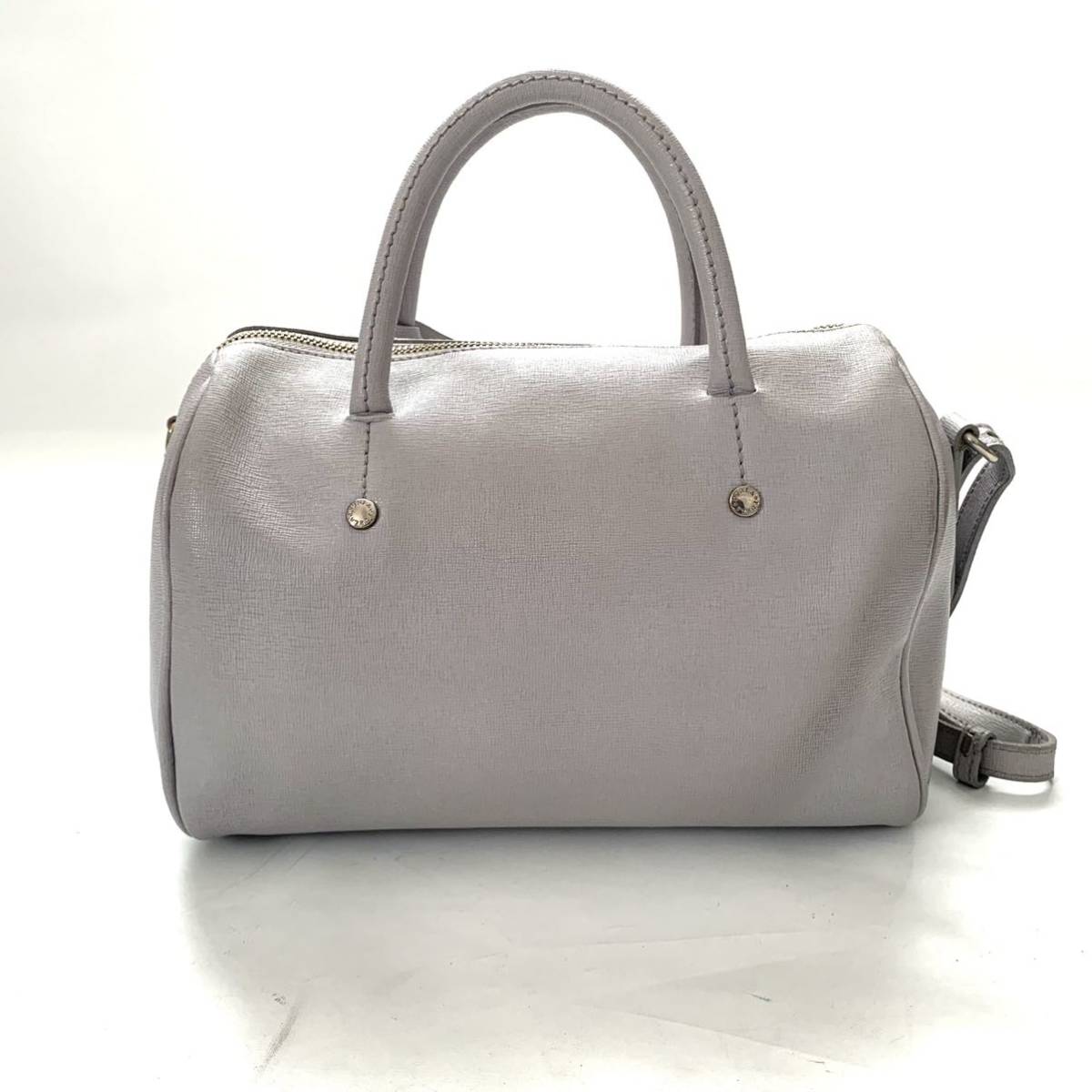超美品バッグ【送料無料】FURLA フルラ 2way ハンドバッグ ショルダーバッグ ボストンバッグ グレー レディース ミニボストン カバン