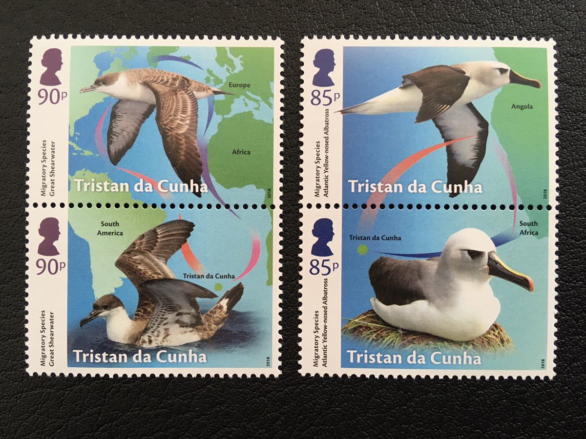 トリスタンダクーニャ島　2018年　鳥　4種完 未使用 NH_画像1