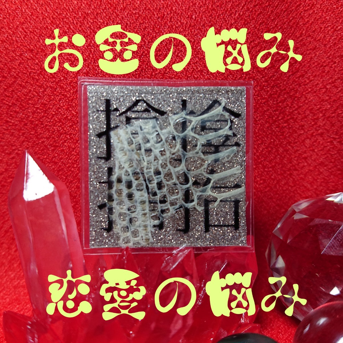 【金運 風水 財布用 御守り】白蛇の脱け殻 金運 お守り フラワーオブライフとサムハラの神代文字表記