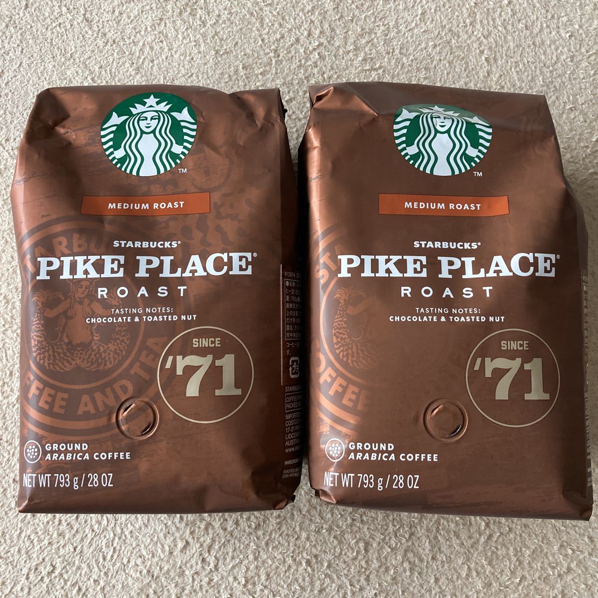 スターバックス×コストコ ■パイクプレイスロースト■中挽き■コーヒー豆■Starbucks PIKE PLACE ROAST Medium■793gx2袋セット■送料無料_画像1