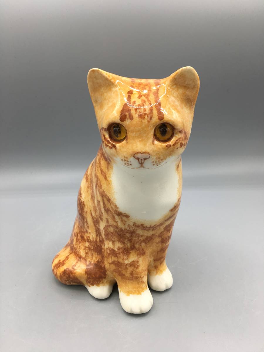 新品 英国 目が合う ケンジントンキャット サイズ2 茶トラ 白 猫 置物 ネコ フィギュリン ウィンスタンレイ_画像1