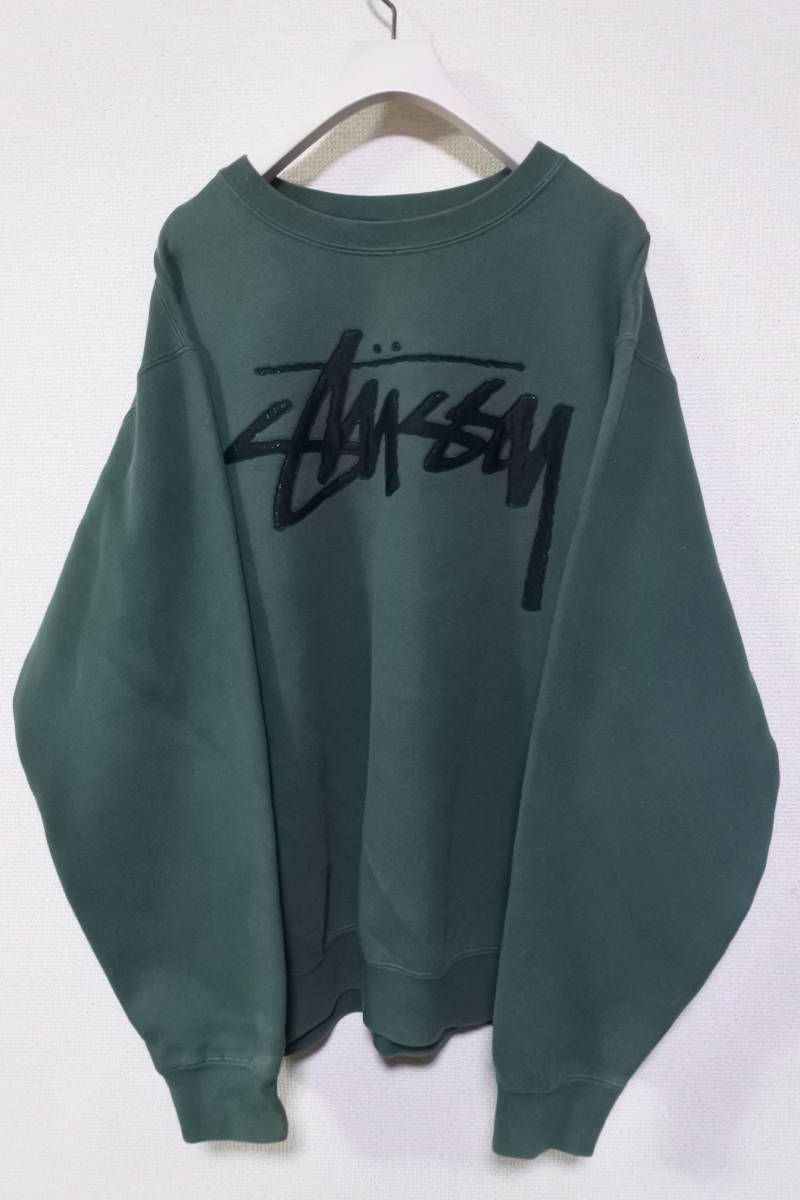 買い誠実 SYUSSY 00's オーバーサイズ ロゴ刺繍 グリーン×ブラック XL