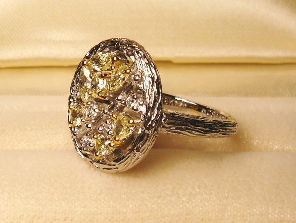NR30:K18WG( часть YG отделка ) желтый diamond / кольцо с бриллиантом (#12.5)