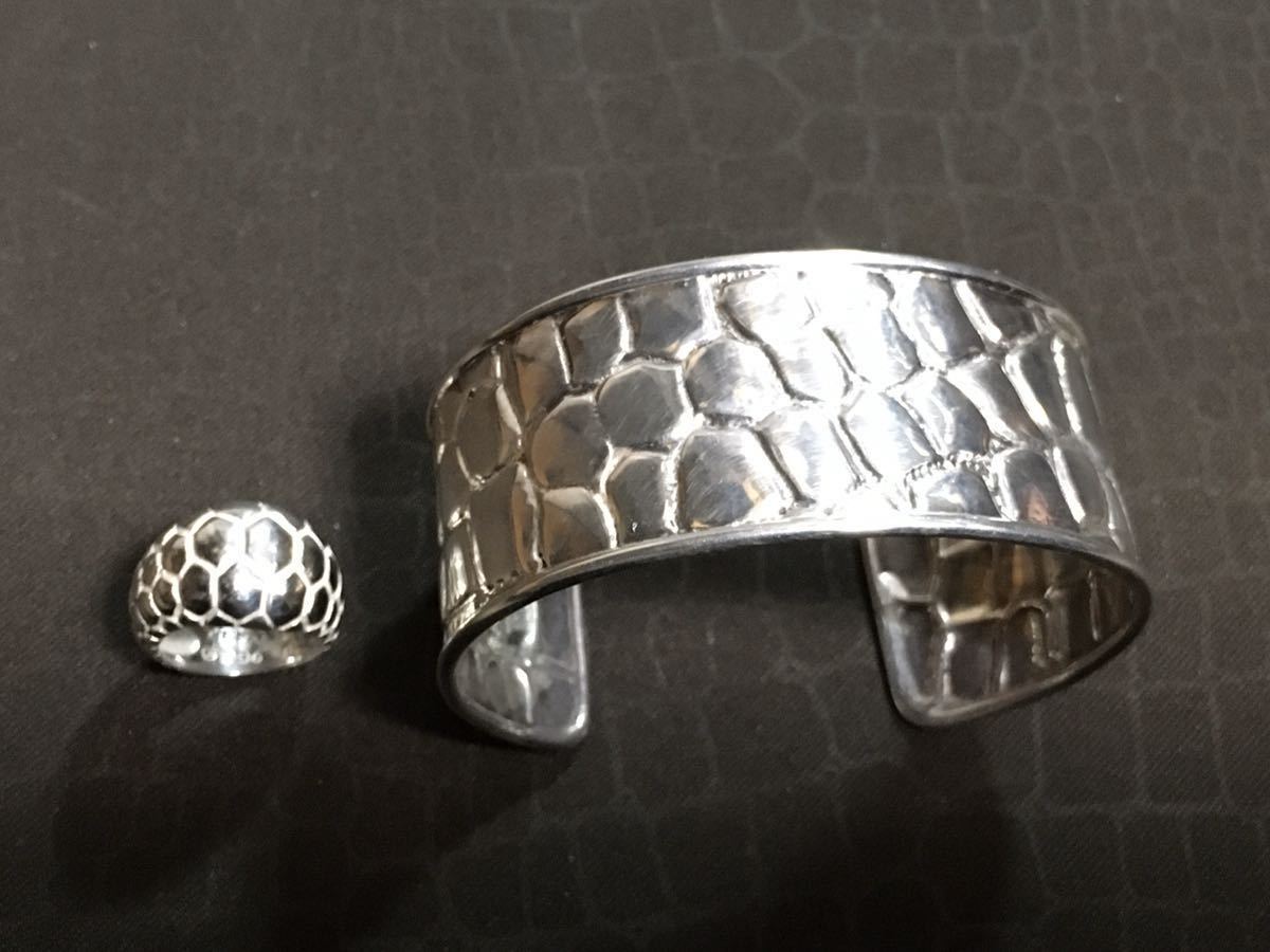 ティファニーTIFFANY & CO.シルバー925クロコダイル柄リング指輪ワニ革