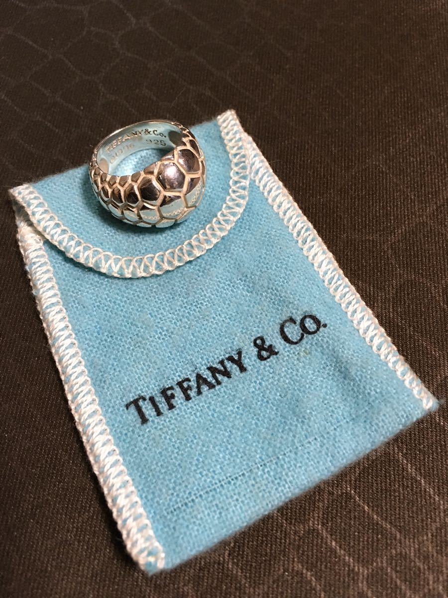 ティファニーTIFFANY & CO.シルバー925クロコダイル柄リング指輪ワニ革クロコ型押し銀製わに皮スネーク蛇アリゲーターレザーヘビ銀パイソン