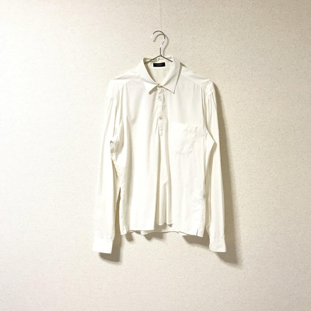 ★ニールバレット NeilBarrett★メンズ 長袖 コットン ハーフボタン シャツ ワイシャツ 白 ホワイト size XS 管:B:02