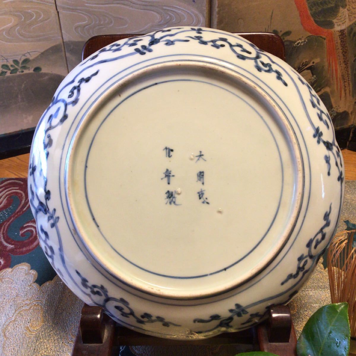 お礼や感謝伝えるプチギフト 紅型陶器額装 【流水花紅葉紋】 壁飾り
