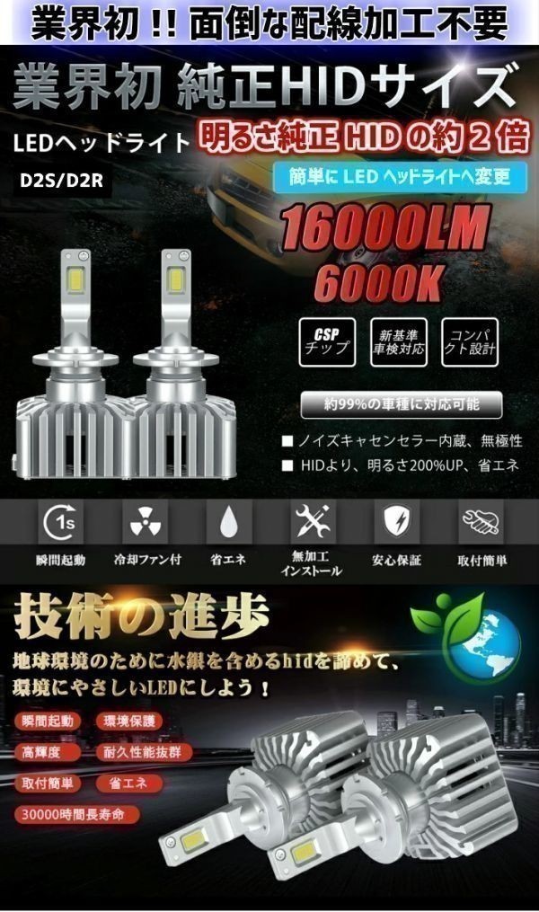 (P)D2S/D2R 業界初 無加工で簡単に純正HIDをLEDヘッドライト化 インスパイア【INSPIRE】 CP3 H19.12 ～ HID装着車 車検対応 6500k