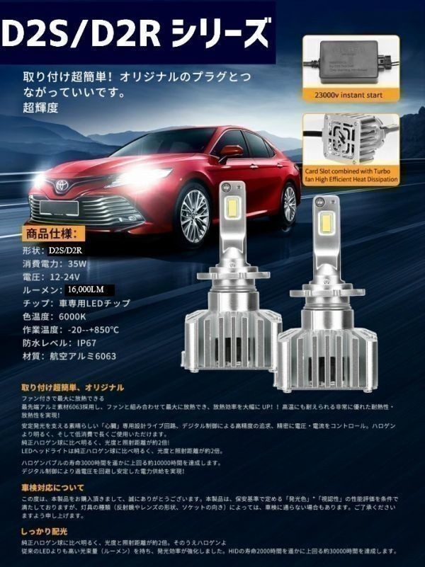 (P)D2S/D2R 業界初 無加工で簡単に純正HIDをLEDヘッドライト化 スカイライン GT-R【SKYLINE GT-R】 R33 H9.2 ～ H10.12 HID装着車 6500k_画像8