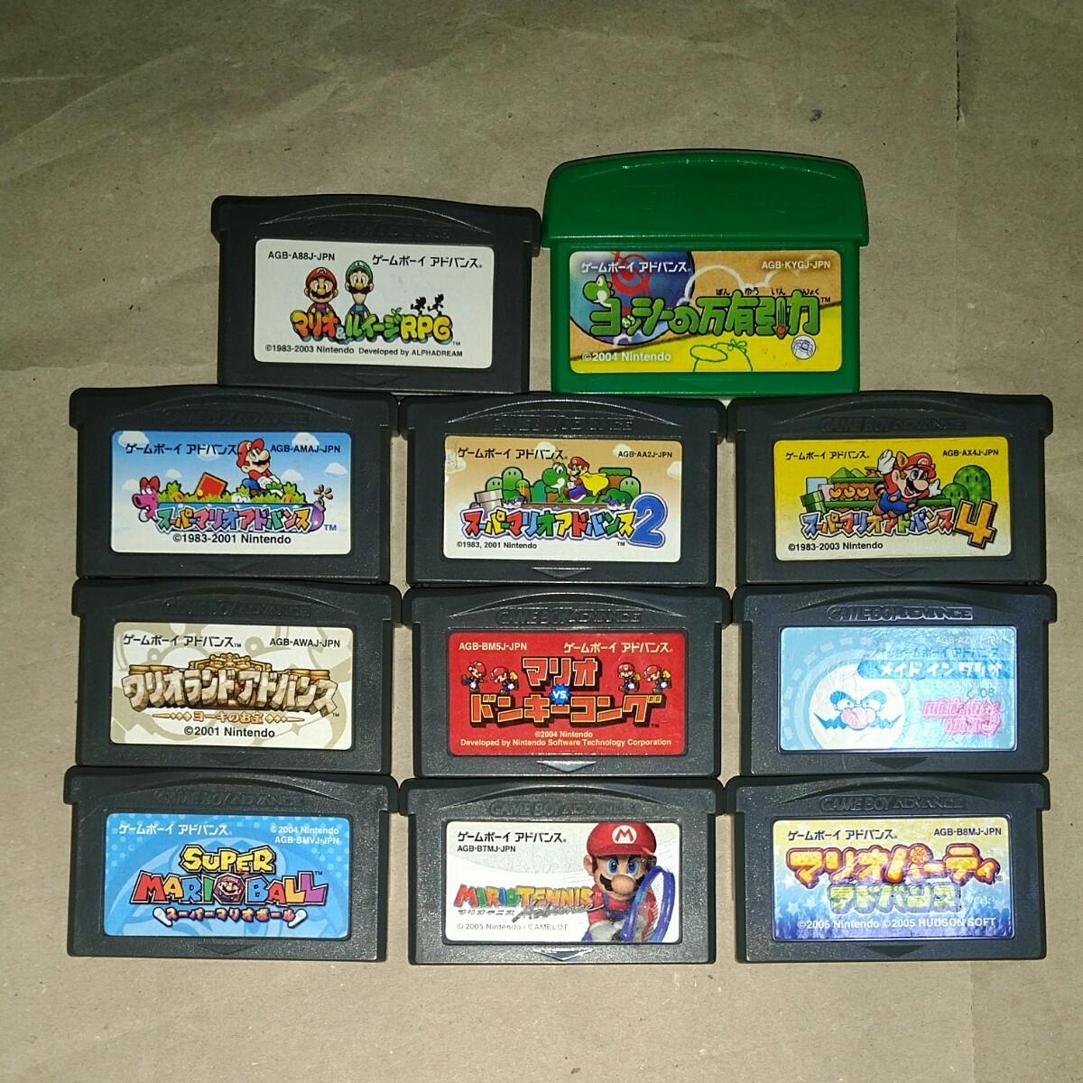 動作確認済み GBA マリオ ヨッシー ワリオ　まとめ売り11本セット ゲームボーイアドバンスソフト　テニス　パーティ