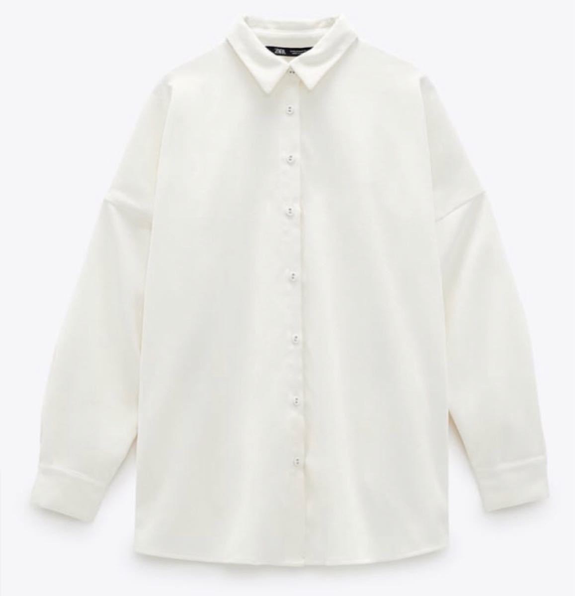 ZARA完売インスタ人気コーデュロイオーバーサイズシャツ　オフホワイト 　XS ザラ
