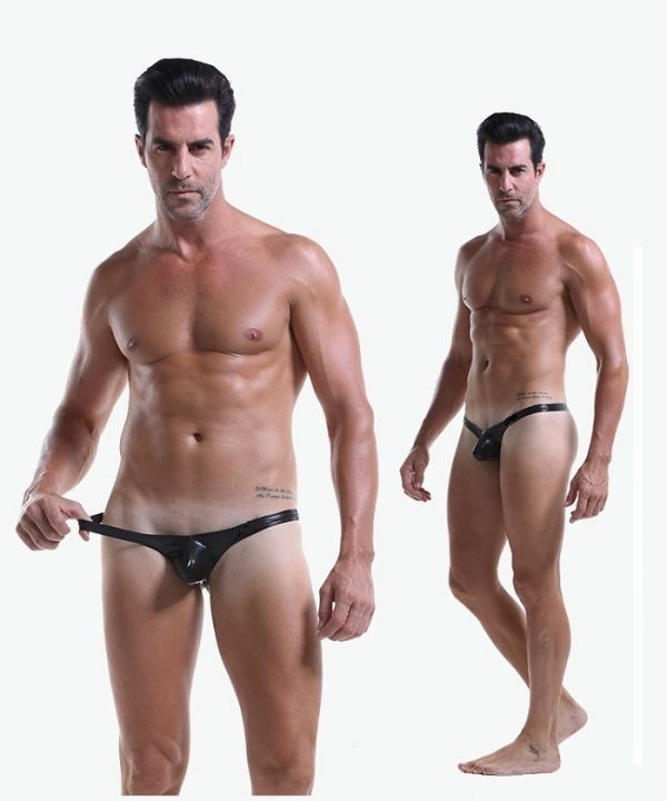 1 jpy! shorts . ultra . ultra mokolifito men's underwear metallic shining underwear T-back tongue ga T-back C0082 black 